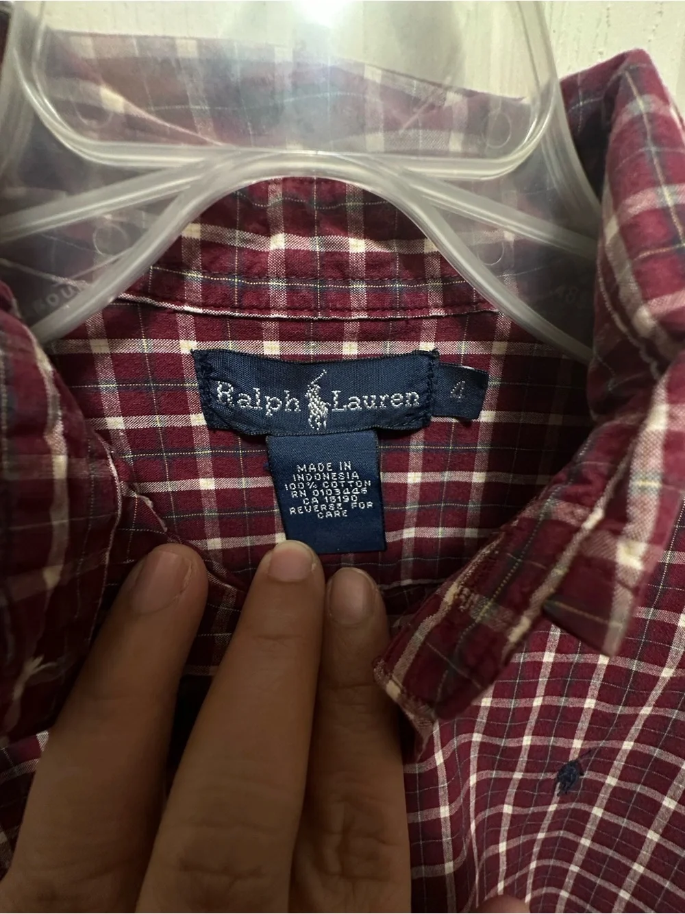 Ralph Lauren Boy’s Burgundy Plaid Button-Down Shirt size 4 # 303